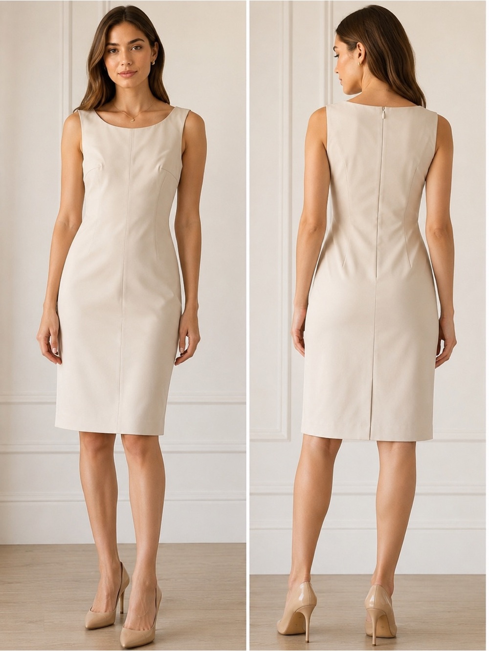 Prada Cream Sleeveless Sheath Dress